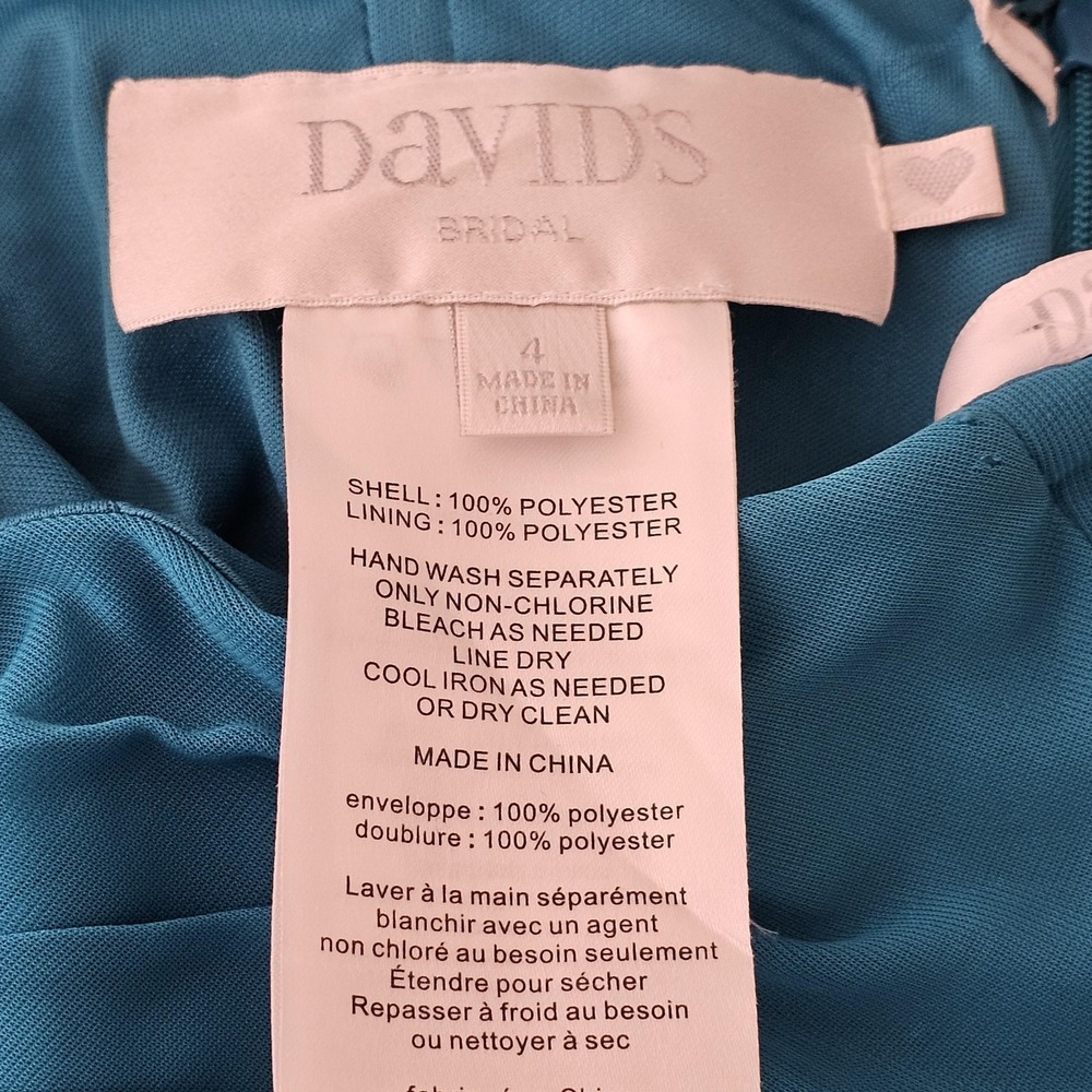 NWT David's Bridal Dress Womens 4 Blue Strapless Pleated Chiffon Maxi Gown - Picture 9 of 10